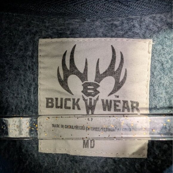 Buck Wear Jeep Mountain Stripe Raglan Hoodie Mens Size Medium Blue Cotton Blend - Picture 5 of 11